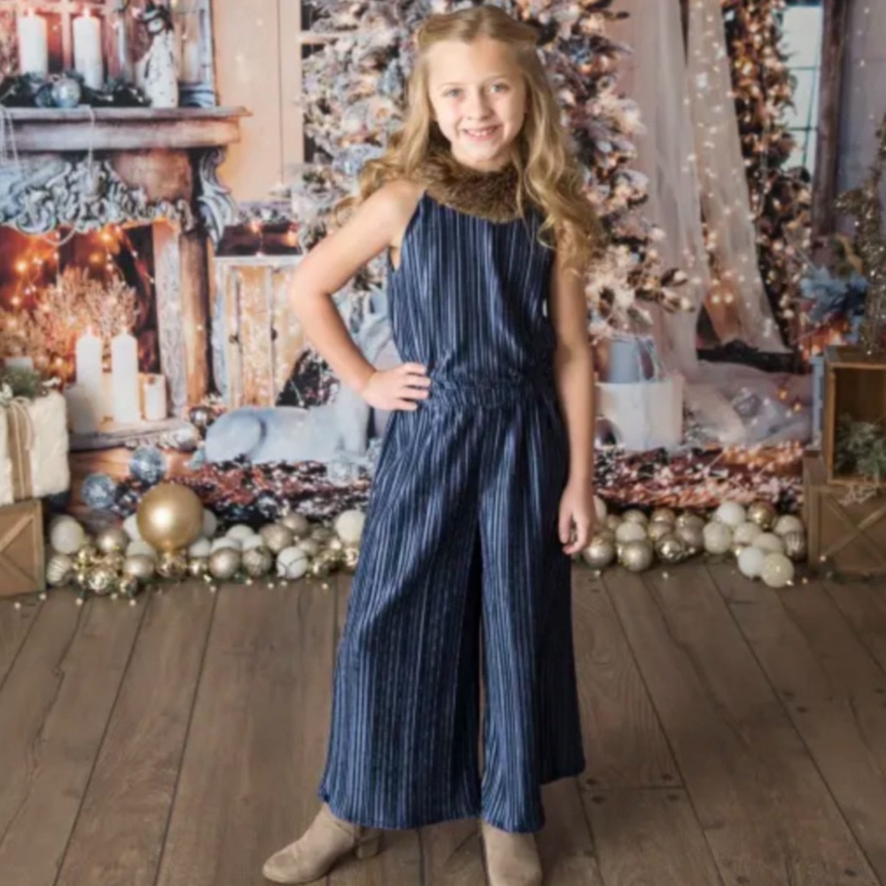 2T, Janie and Jack Holiday Velvet Jumpsuit with Faux Fur Collar